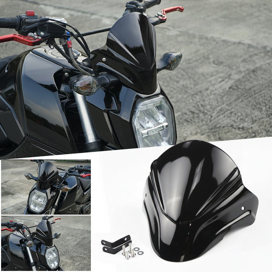 FRONT WINDSHIELD WINDSCREEN V.1 GLOSS BLACK FOR HONDA GROM 125 2021-2024