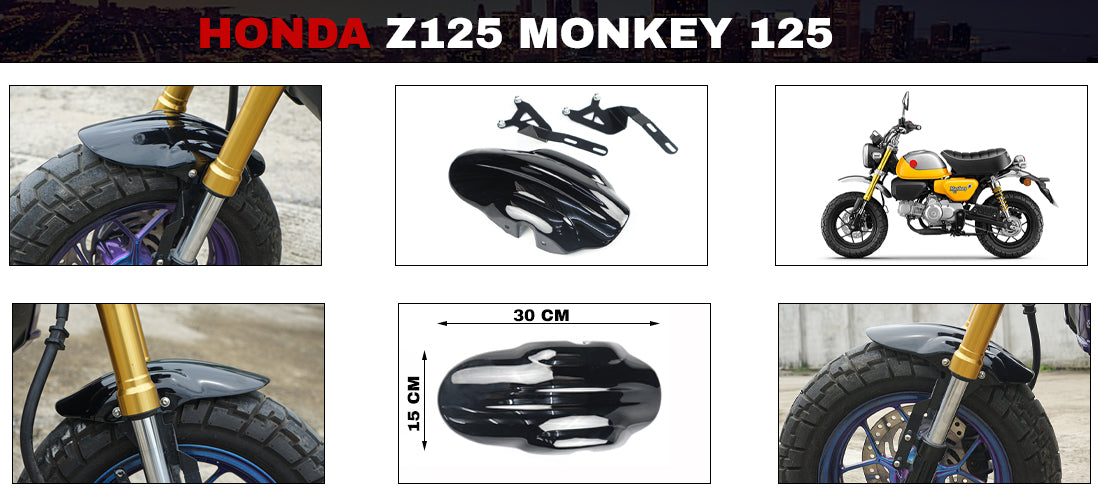 FRONT FENDERS MUDGUARD GLOSS BLACK FIT FOR HONDA MONKEY 125 2018 - 2025