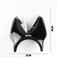 HEADLIGHT COVER BLACK WINDSHIELD CLEAR V.5 FOR HONDA MONKEY Z125 2018-2025