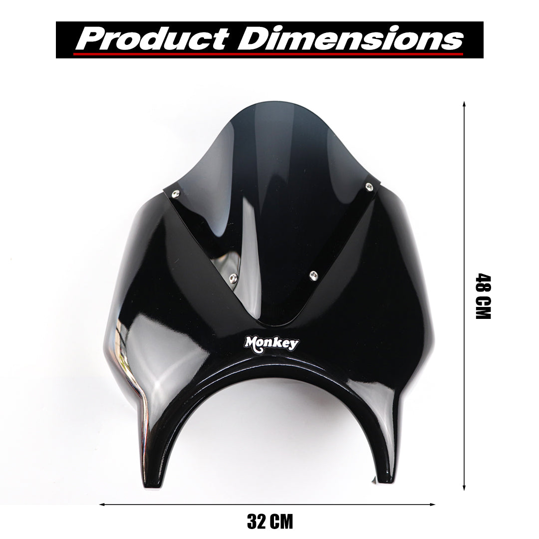HEADLIGHT COVER BLACK WINDSHIELD CLEAR V.5 FOR HONDA MONKEY Z125 2018-2025