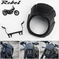 Black Front Windshield Headlight Cover for Honda Rebel CMX 300 2020-2025