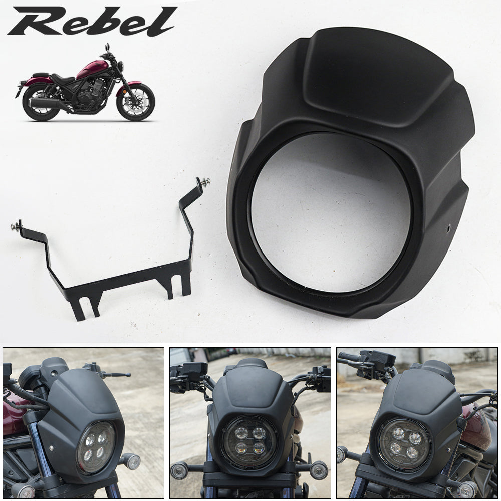 Black Front Windshield Headlight Cover for Honda Rebel 1100 CMX (2021-2025)