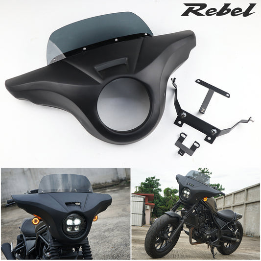 Front Batwing Fairing Windshield Matte Black Honda Rebel CMX 300 (2020-2024)
