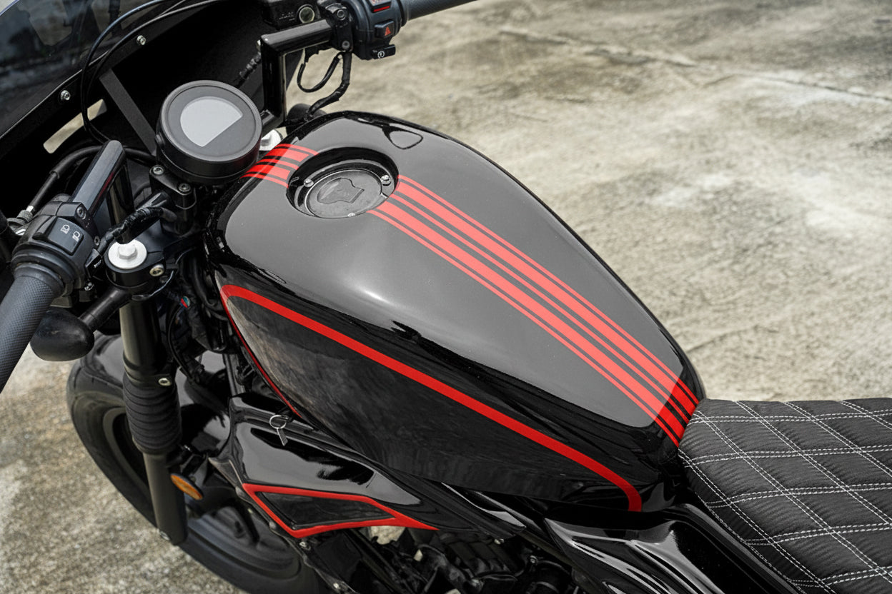 COVER FUEL OIL TANK GLOSS BLACK V.5 FOR HONDA REBEL CMX 300&500 2017-2025