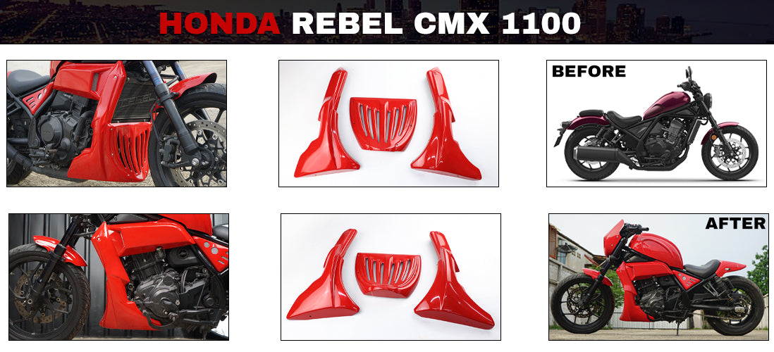 UNDER FAIRING BELLY PAN COVER ENGINE V.3 RED FOR HONDA REBEL CMX 1100 2020-2025