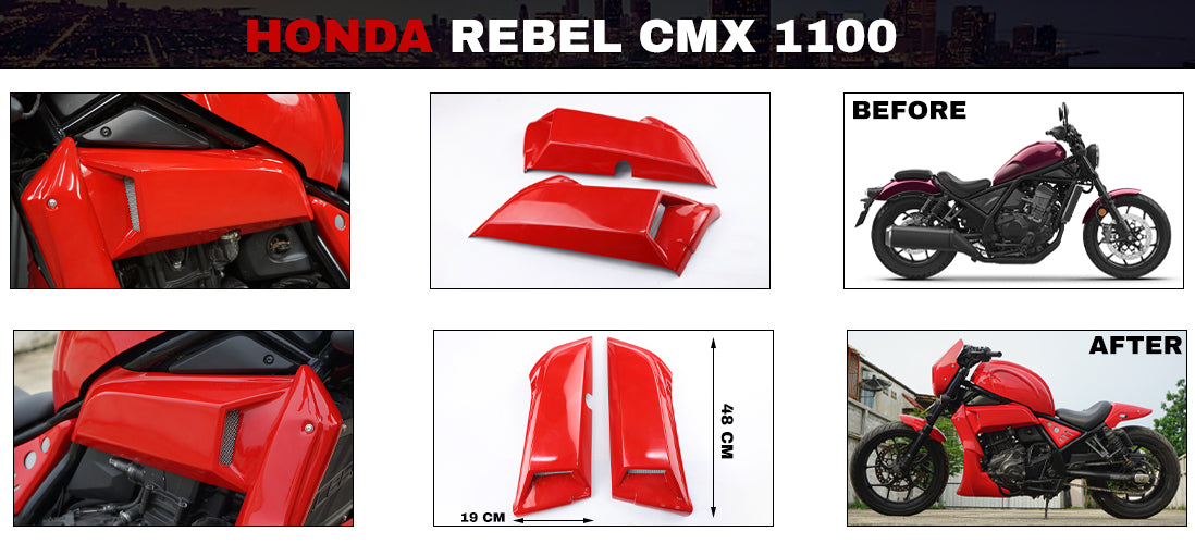 SIDE FRAME FAIRING COVER ENGINE GUARD V.1 RED FOR HONDA REBEL CMX 1100 2021-2025